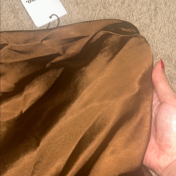 Showpo NWT Elegant Brown Strapless Dress Charlita Maxi Dress Satin Cowl Back - Picture 5 of 9